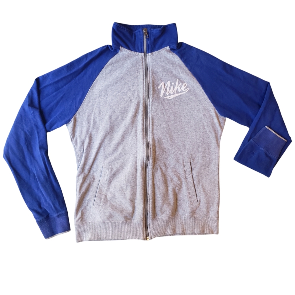 Nike women's size Large blue and gray full zip jacket